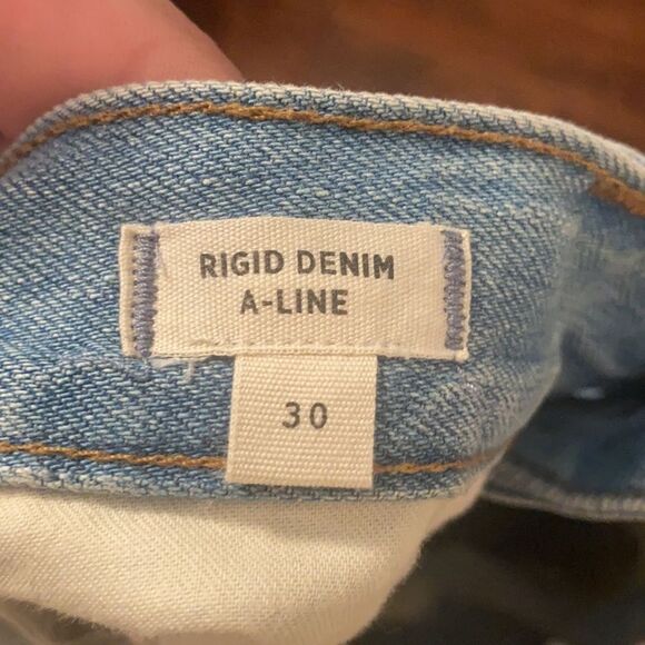 Madewell Rigid Denim A-Line Distressed Raw Hem Denim Skirt Contemporary Boho - Picture 9 of 15